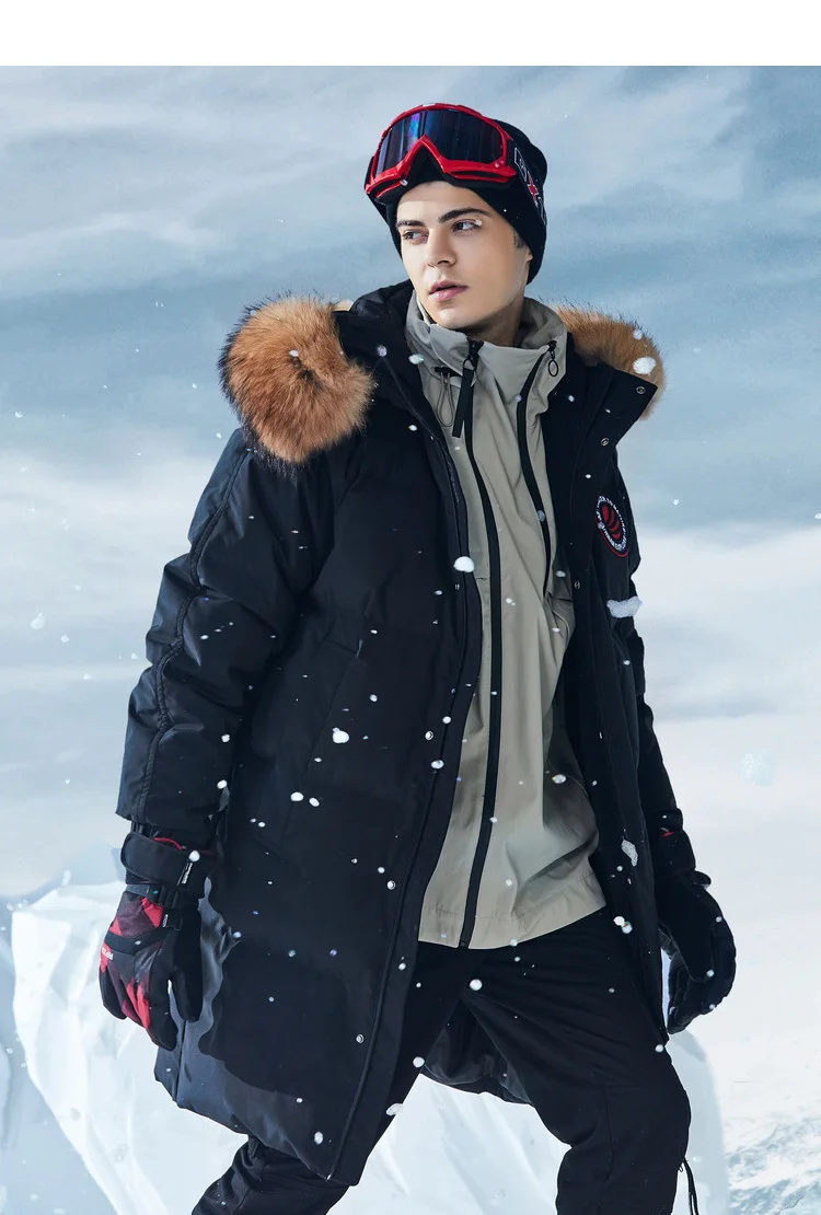 BOSIDENG суровая зимняя утолщенная куртка на гусином пуху для мужчин, пуховое пальто с натуральным мехом, водонепроницаемая ветрозащитная верхняя одежда с капюшоном B80142149