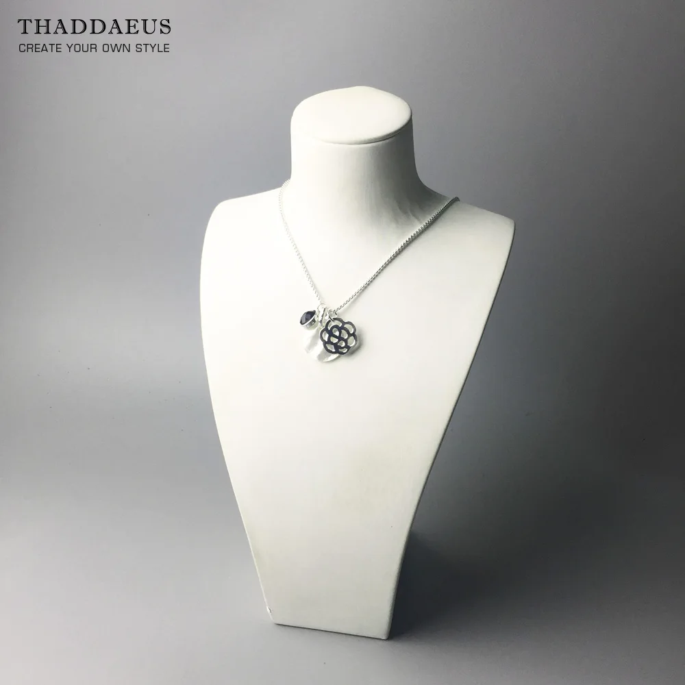 Ожерелье Цветок розы орнамент, Ts стерлингового серебра 925 звено цепочка модные ювелирные изделия Томас Стиль Bijoux подарок для женщин друг
