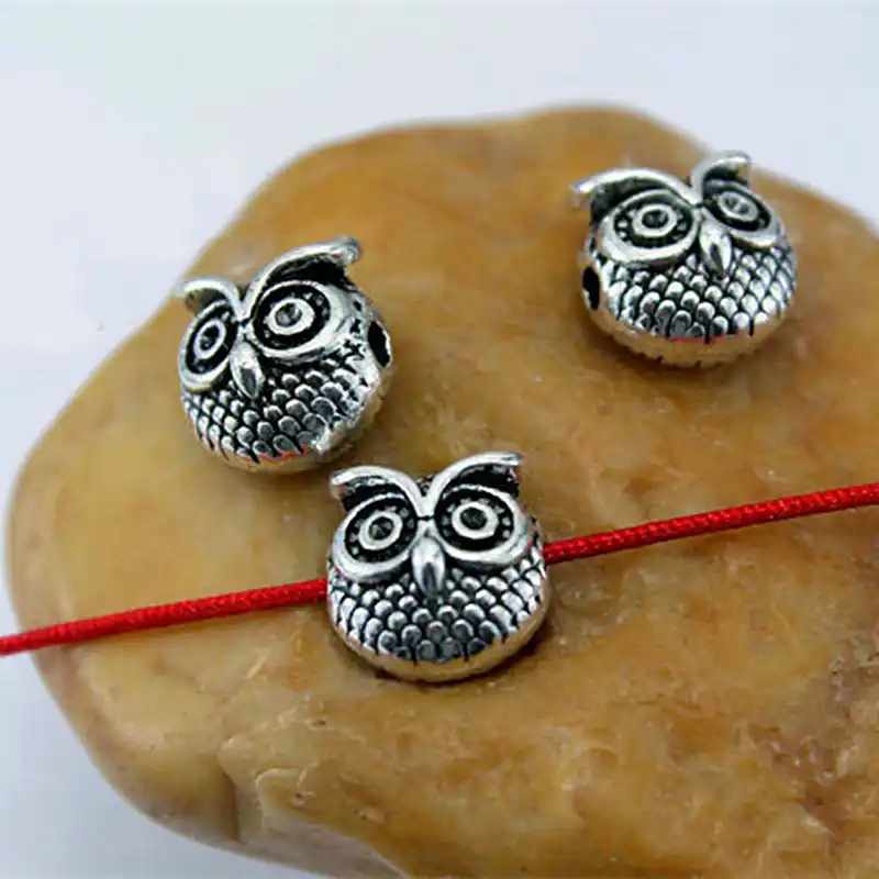 20pcs Assorted Mixed Lion Owl Head Beads Loose Spacer Beads Jewelry DIY Findings