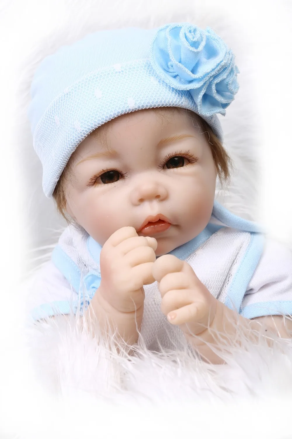 

wholesale22inch haft soft body doll reborn baby doll educational doll lifelike soft silicone vinyl real gentle touch