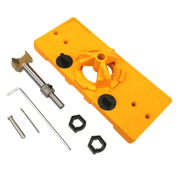 

35mm DIY Hinge Hole Saw Jig Drilling Guide Locator Hole Opener Door Cabinets Tool for Woodworking