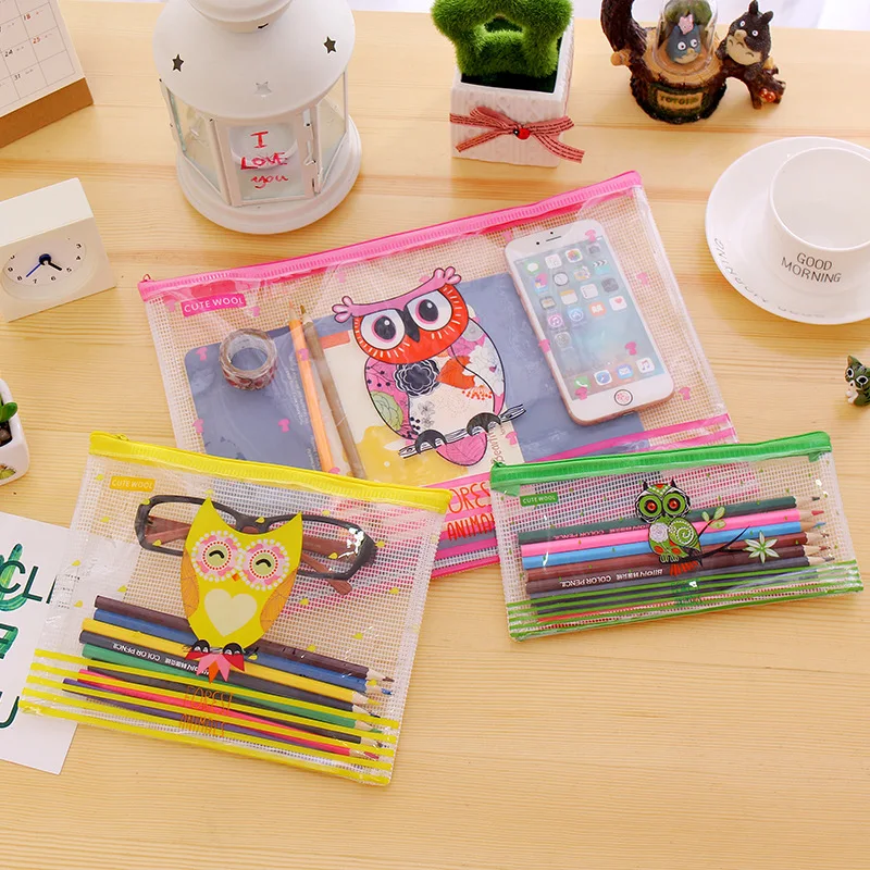 1 шт. Новый Карамельный Цвет Сова прозрачный милый мультфильм молнии ПВХ счет