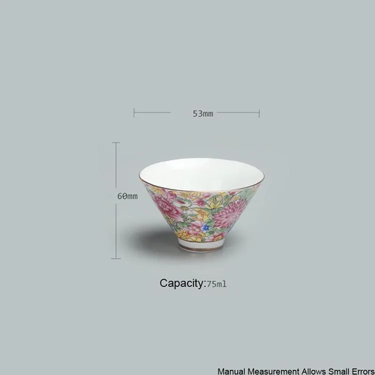 6 шт./лот 75 мл Цзиндэчжэнь цвет эмаль чайный набор кунг-фу керамическая фарфоровая чайная чашка маленькая чайная чаша мастер чашки с подарочной коробкой чайная посуда