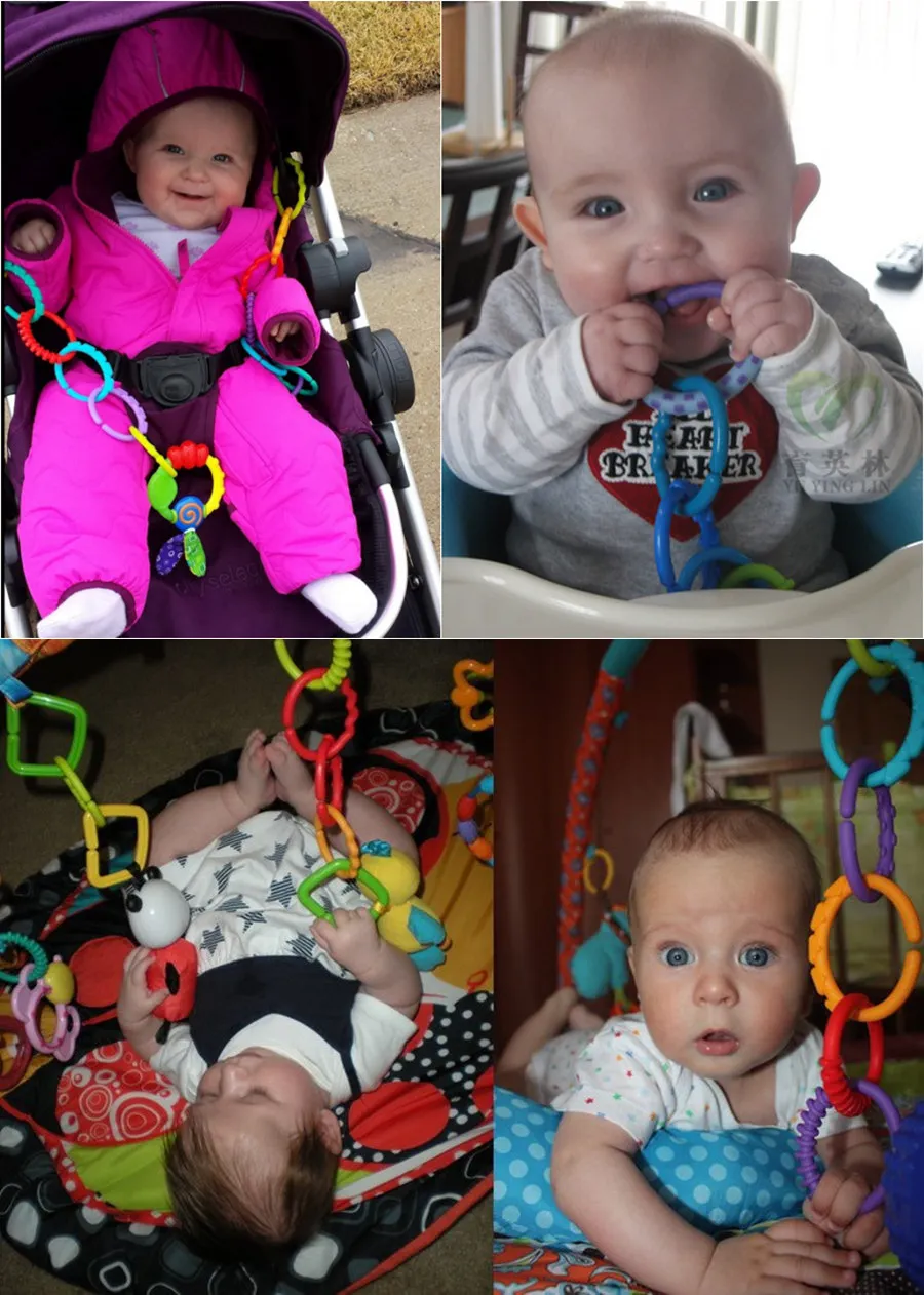 1PCS Baby Toys Multi Colors Rainbow QQ Kids Molars Ring Infant Teether