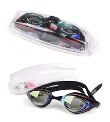 10 шт./лот унисекс без градуса плавательные очки с покрытием, устойчивый к царапинам анти-туман УФ-защита близорукие гипоаллергенные вкл