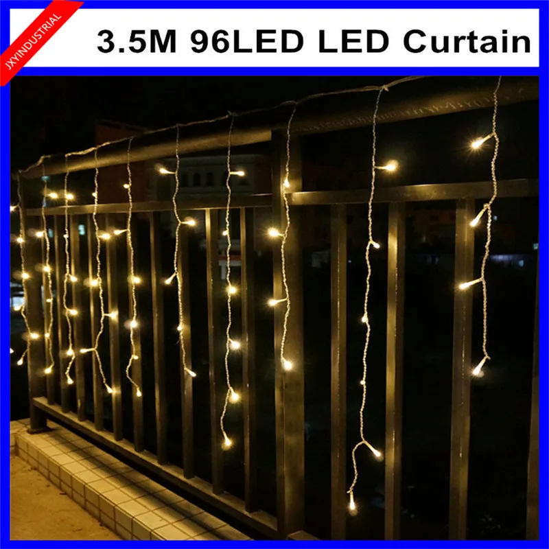 

3.5M 96 LED 9 Colors Wedding Garden New Year Christmas Garland Cord Fairy String Outdoor Decoration Curtain Icicle Light