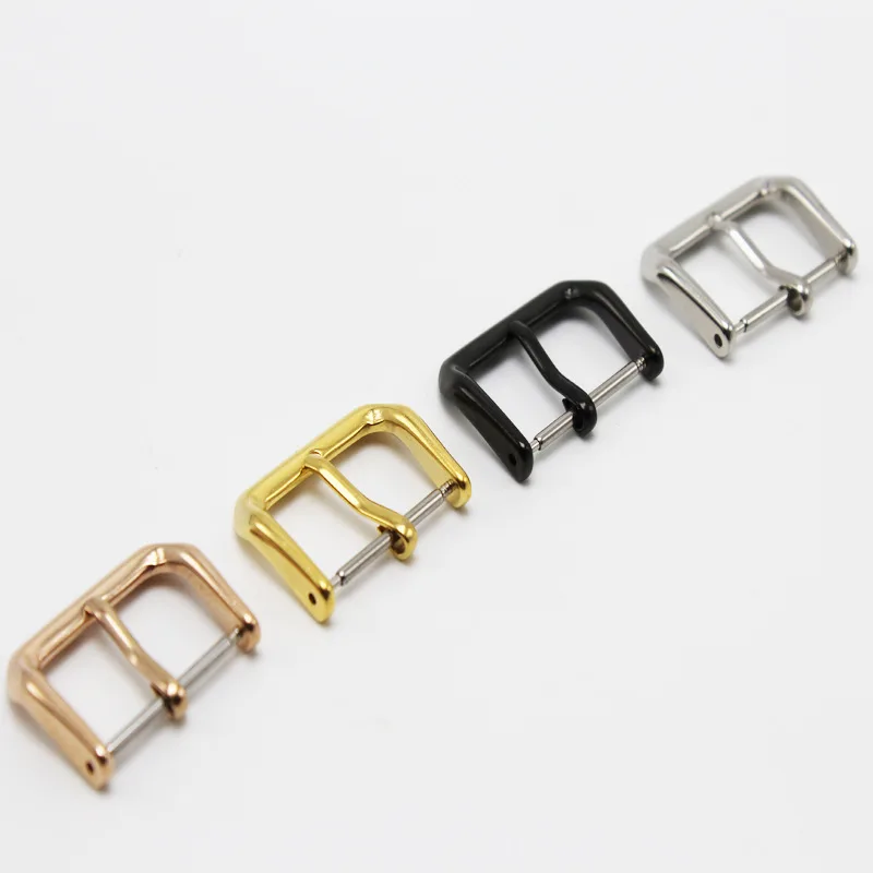 Fashion Watch Pin Buckle Watchbands Replacement Silver Black Rose Gold Accessories 8mm 10mm 12mm 14mm 16mm 18mm 20mm 22mm