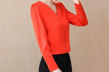 

Long-sleeved Chiffon spring dress Spring Style Fashion Clothes of New Korean Version Small Shirts