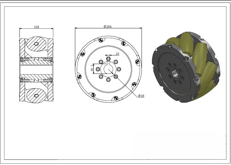 UniHobby 10 дюймов/254 мм Mecanum колеса UH254 сверхмощный Промышленный Mecanum колеса с 8-ю разъемами ПУ ролик Максимальная нагрузка 1300 кг(4 шт./компл