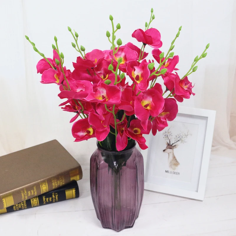 JAROWN Artificial 5 Branch Phalaenopsis Simulation Silk Orchid Fake Flowers Wedding Decorations Home Office Desktop Decor (16)