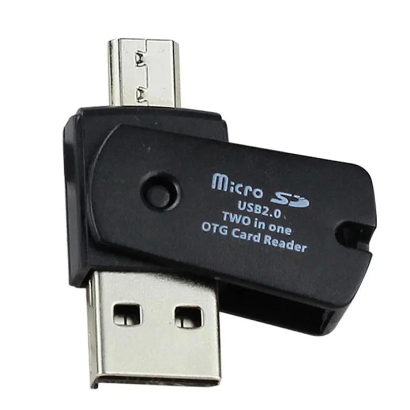 3 цвета Мини Micro USB 2,0 OTG адаптер+ Micro SD TF кард-ридер для телефонов Android внешний портативный USB SD кард-ридер Suppion - Название цвета: Черный