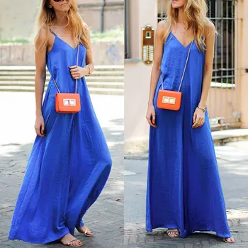 

2017 New Women Ladies V-Neck Sleeveless Loose Playsuit Party Summer Fashion Solid Beach Jumpsuit Plus Size S-3XL