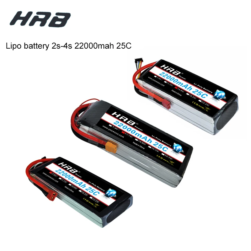 HRB RC Lipo 2S 3S 4S батарея 7,4 V 11,1 V 14,8 V 22000mAh 25C MAX 50C Высокая емкость Т-образная заглушка для радиоуправляемого вертолета самолета