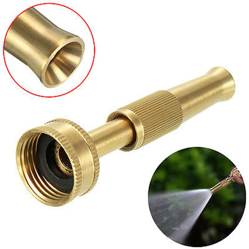 

4" Gold High Pressure Hose Spray Gun Copper Head Garden Water Hose Nozzle DIY