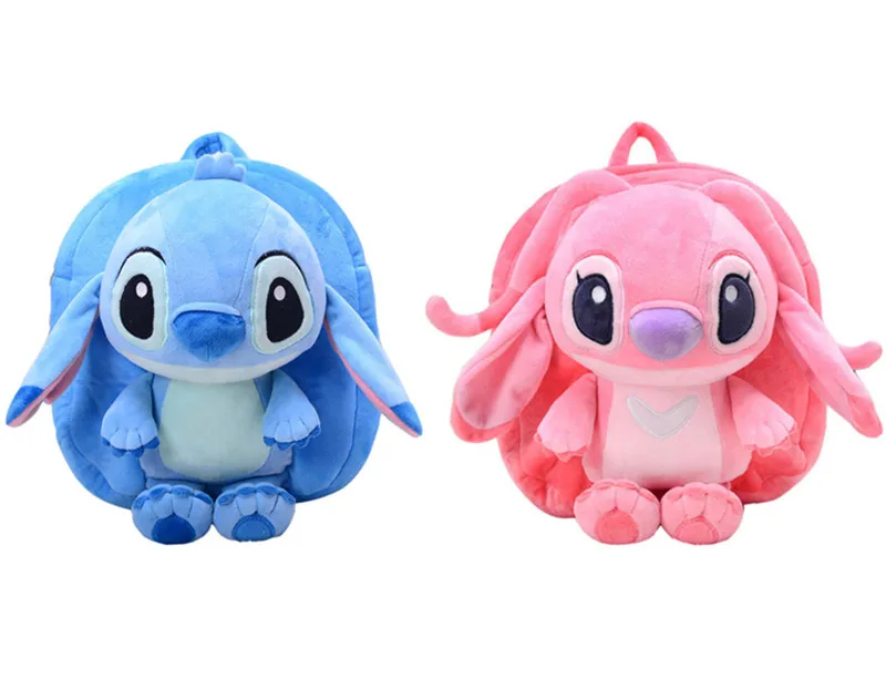 Cute 3D Llilo and Stitch Angel Plush Backpack School Bags for Boys