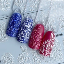 3D наклейки для ногтей с гравировкой, белые цвета, серия наклеек для ногтей, водные наклейки для ногтей, модные эмаистичные наклейки для ногтей с водной горкой#3D0022