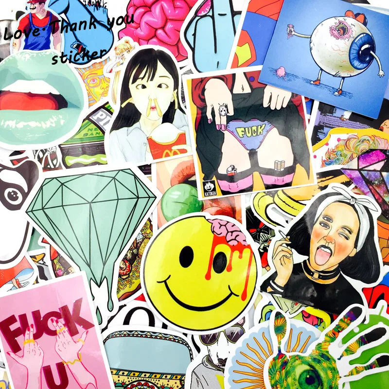 HOT 300PCS JDM car styling funny cool sticker bomb waterproof graffiti Doodle sticker skateboard decal toy stickers