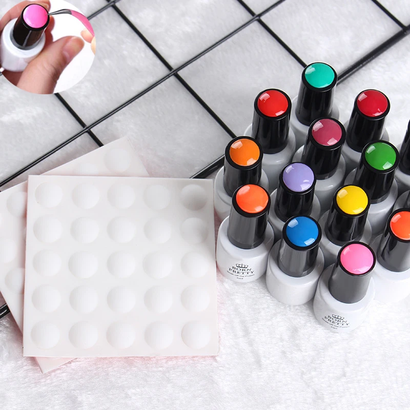 

1Sheet=25Color Silicone Gel Polish Display 8.5*10cm White Color Card DIY Nail Art Practice Display Card DIY Nail Art Salon CTD25