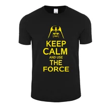Good quality New Star Wars Darth Vader t shirt men shirt Keep Calm and awakens Use THE FORCE emoji tshirt homme funny t shirts