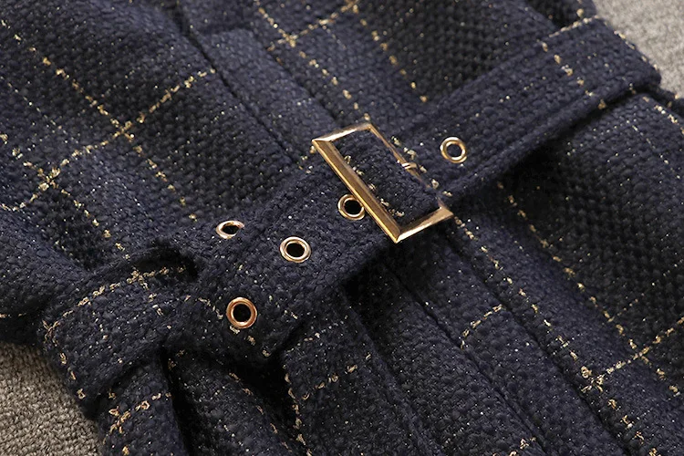 Blanc Tricoté Robe Longues Piece noir Treillis Manches Rétro Deux Mince Chandail bleu Suit À Bretelles Automne FwOqXzxS