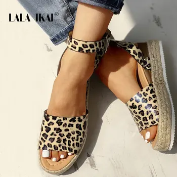 

LALA IKAI Platform Sandals Women High Heels Summer Sexy Peep Toe Party Shoes Wedges Leopard Buckle Heels Sandalie 014C3785-4