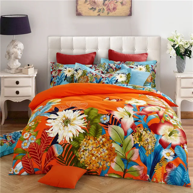 Floral Duvet Cover Set Queen King Size Home Textiles 100% ...