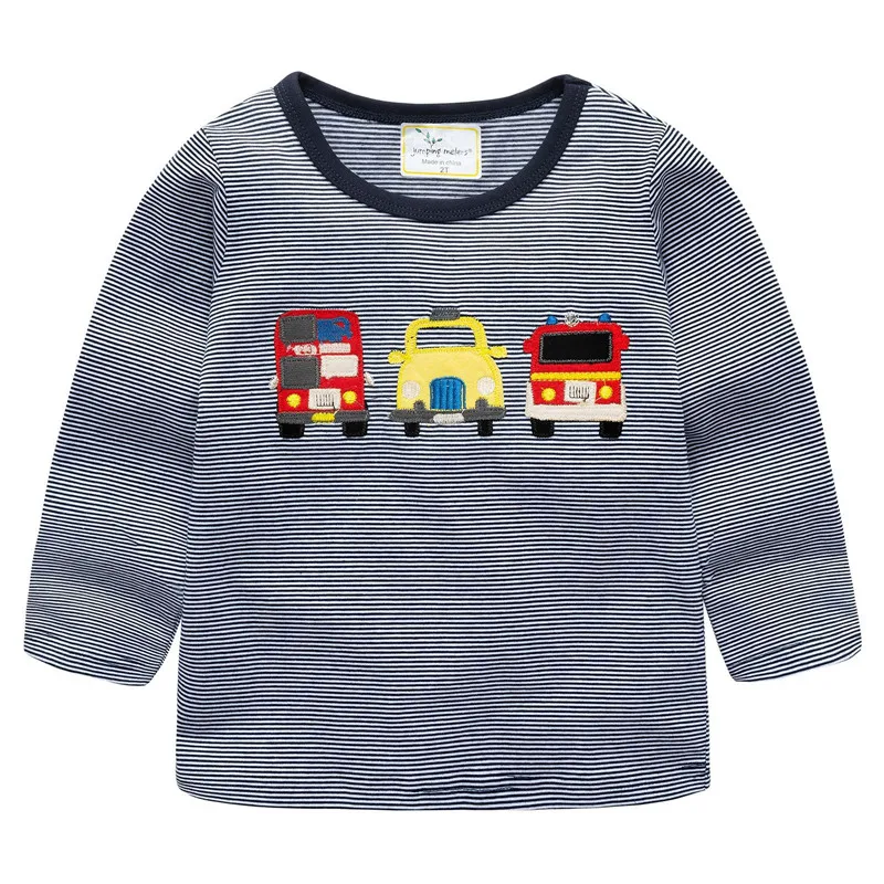 

Kids Boy Tops Tees Kids Autumn Spring Wear Striped Boys Tops Cartoon Applique Tshirts for Boys Cotton Child Clothing T shirts