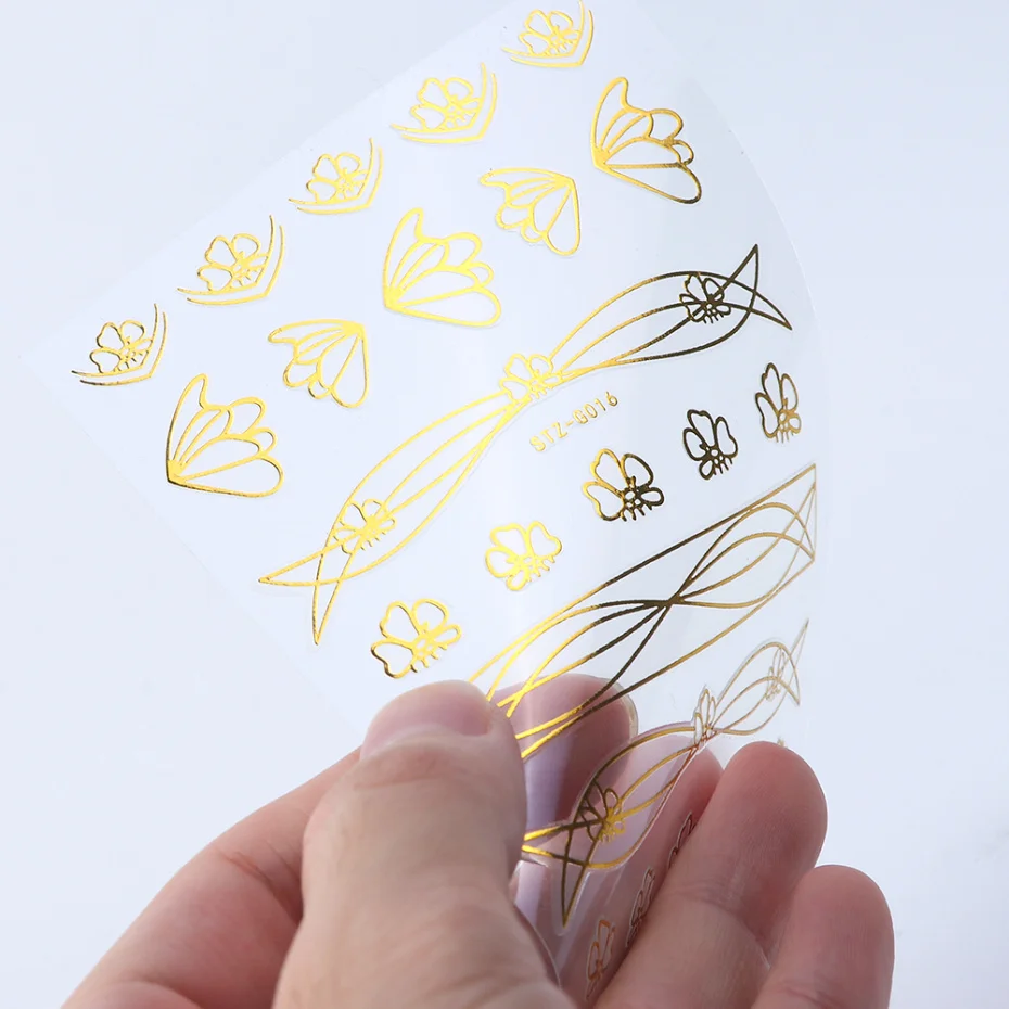Золотые Серебряные Гвозди Наклейки металлические линии полосы 3D клейкая наклейка волна дизайн ногтей Фольга слайдер дизайн ленты маникюр Дизайн CHSTZG14-22