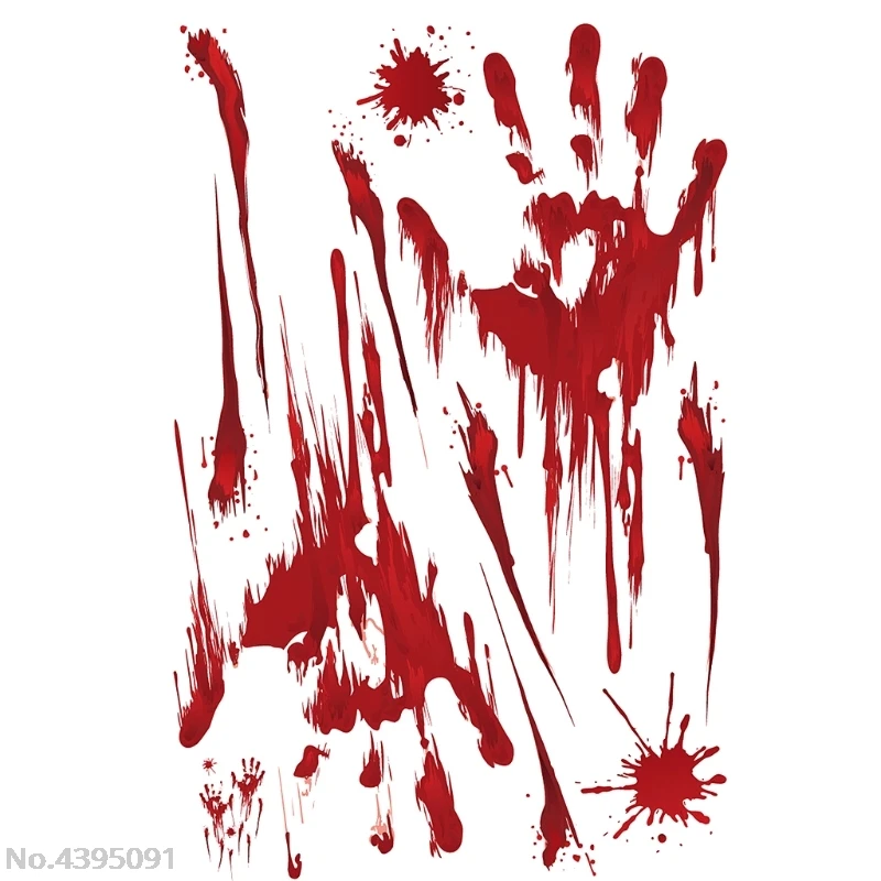 

Halloween Bloody Fingerprint Stickers Wall Decoration Ornament Parties Supplies
