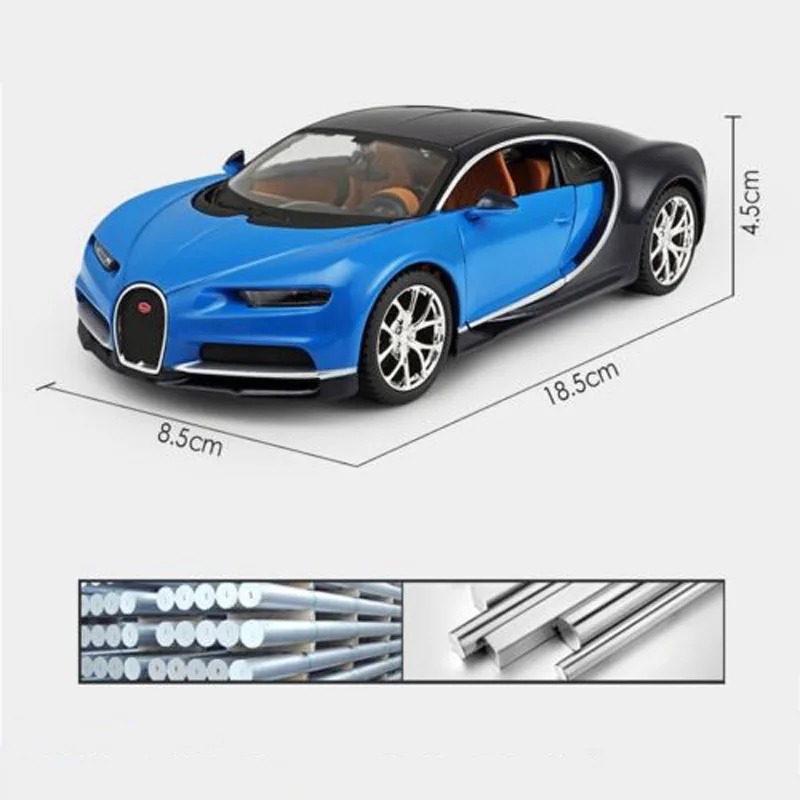 Bugatti Chiron Модель автомобиля игрушки 1/24 Масштаб Синий литье под давлением гоночный автомобиль модели автомобилей игрушки для детей рождественские подарки коллекции