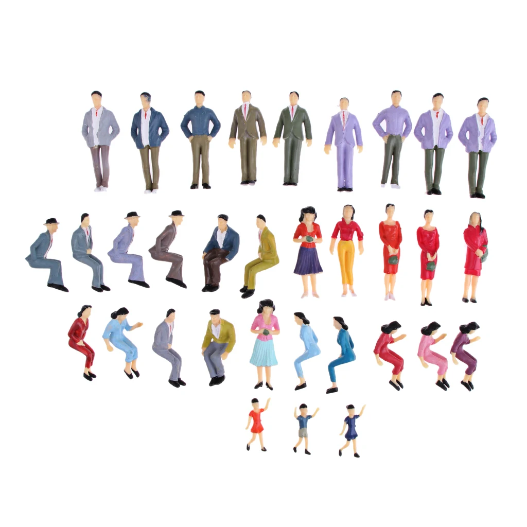 Train Railway Park Street Building Passenger People Figures Models Mix lot male and female model train passenger figures 