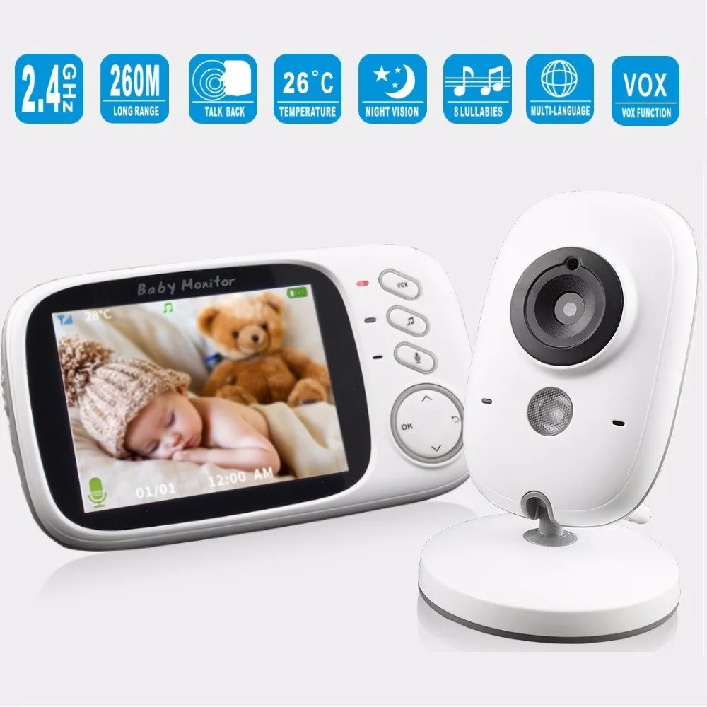 

babykam vigila bebes baby monitor video 3.2 inch IR Night Vision Intercom Temperature Monitor Lullabies camara vigilancia bebe
