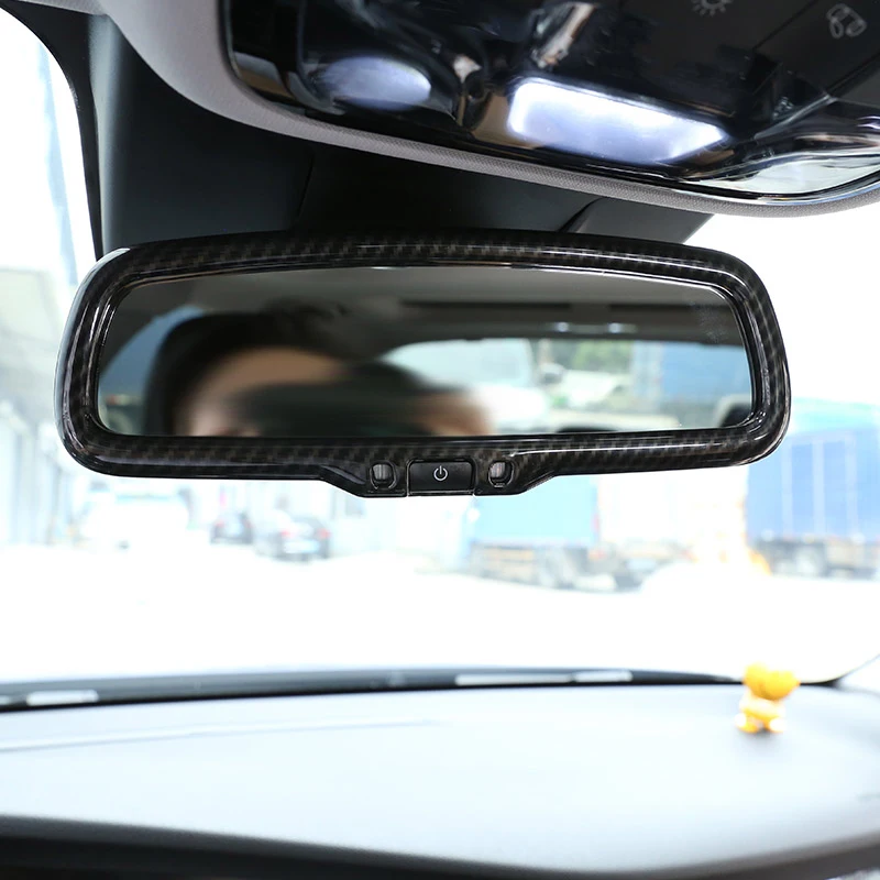 Carbon Fiber Style For Alfa Romeo Giulia Stelvio Abs Plastic Car Interior Rearview Mirror Frame Trim Accessorie