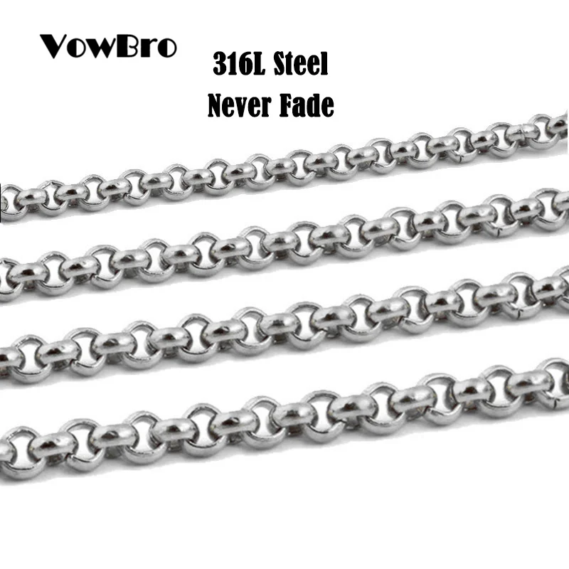 

VowBro Men's Stainless Steel Basic Chains Round Box Bead Ball Link Chain Necklace in Silver Tone Unisex Men Jewels 45-90cm long