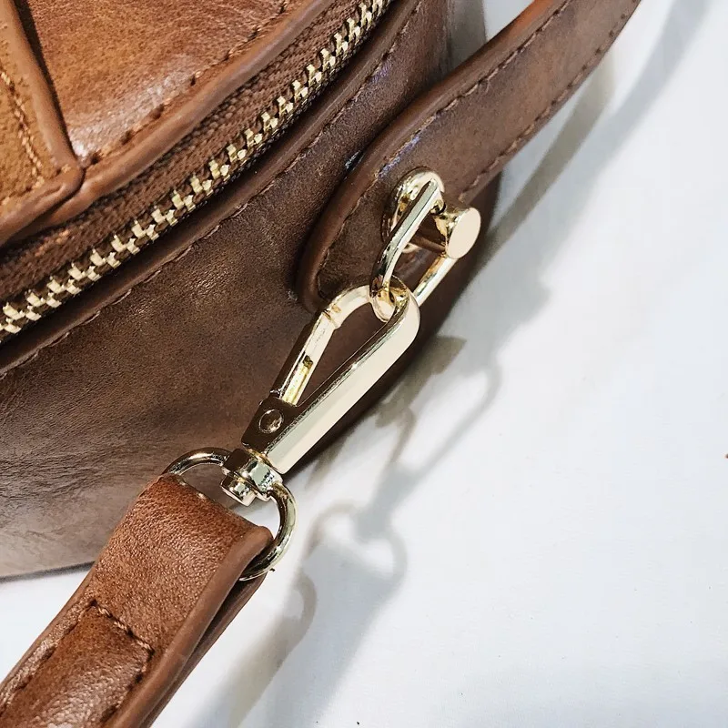 Round Designer Crossbody Bags For Women Leather Messenger Bag Sac A Main Small Leather Handbags Vintage Female Shoulder Bag