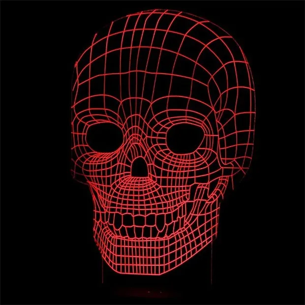 Удивительный 3D светильник Иллюзия череп светодиодный настольная лампа