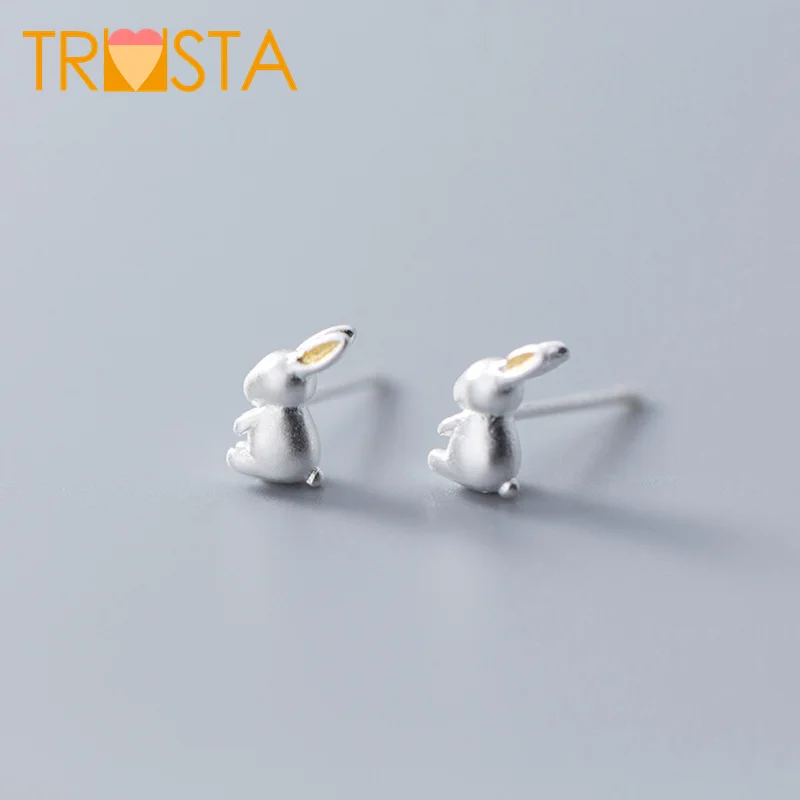 

ElfoPlataSi 925 Real Sterling Silver Cute Rabbit Stud Earring For Women Teens Girl Kid Lady Silver Jewelry Gift Wholesale XY1052