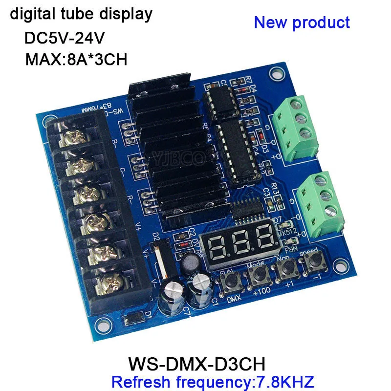 WS-DMX-D3CH DC5V-24V, 3CH/4CH/6CH/8CH/9CH/12CH светодиодный RGB RGBW DMX512 Декодер контроллер для светодиодный полосы светодиодный модуль - Цвет: WS-DMX-D3CH