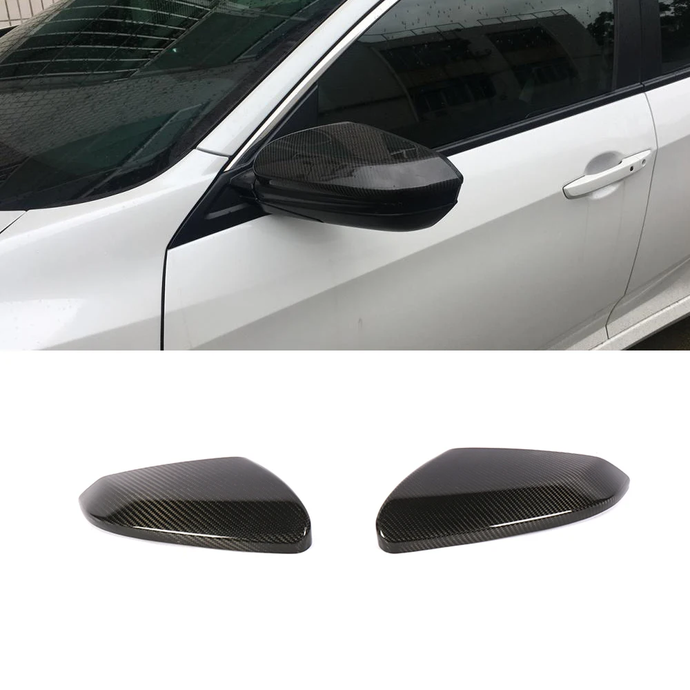Крышка зеркала заднего вида для Honda Для Civic 10th боковое зеркало крышки из углеродного волокна - Цвет: Real Carbon Stick-on