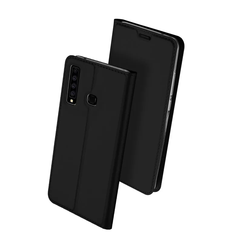 Для samsung Galaxy A9 высококачественный чехол Чехол из искусственной кожи с защелкой для samsung A9 A920F бумажник на магните чехол с подставкой держатель - Цвет: Черный