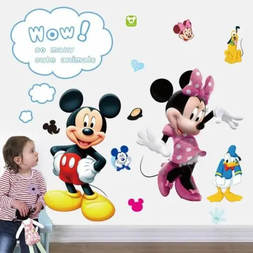 Детская любимая Горячая Микки Маус Минни виниловая настенная наклейка наклейки для детской комнаты домашний декор