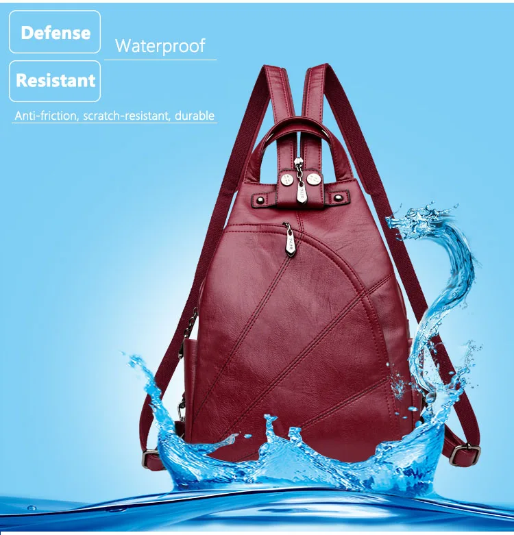 Mochilas de couro feminino anti-roubo bolsa de