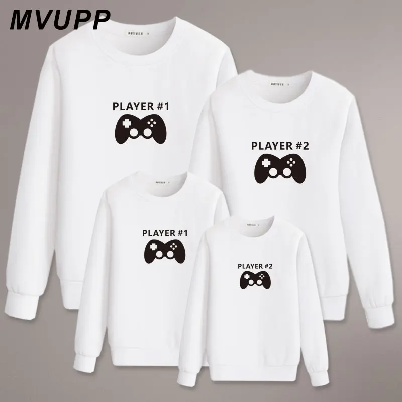 

MVUPP family matching clothes tshirt Sets Christmas Sweater Mommy and Me Mom Dad Son Baby Girls looks Player Print Outfit hoodie