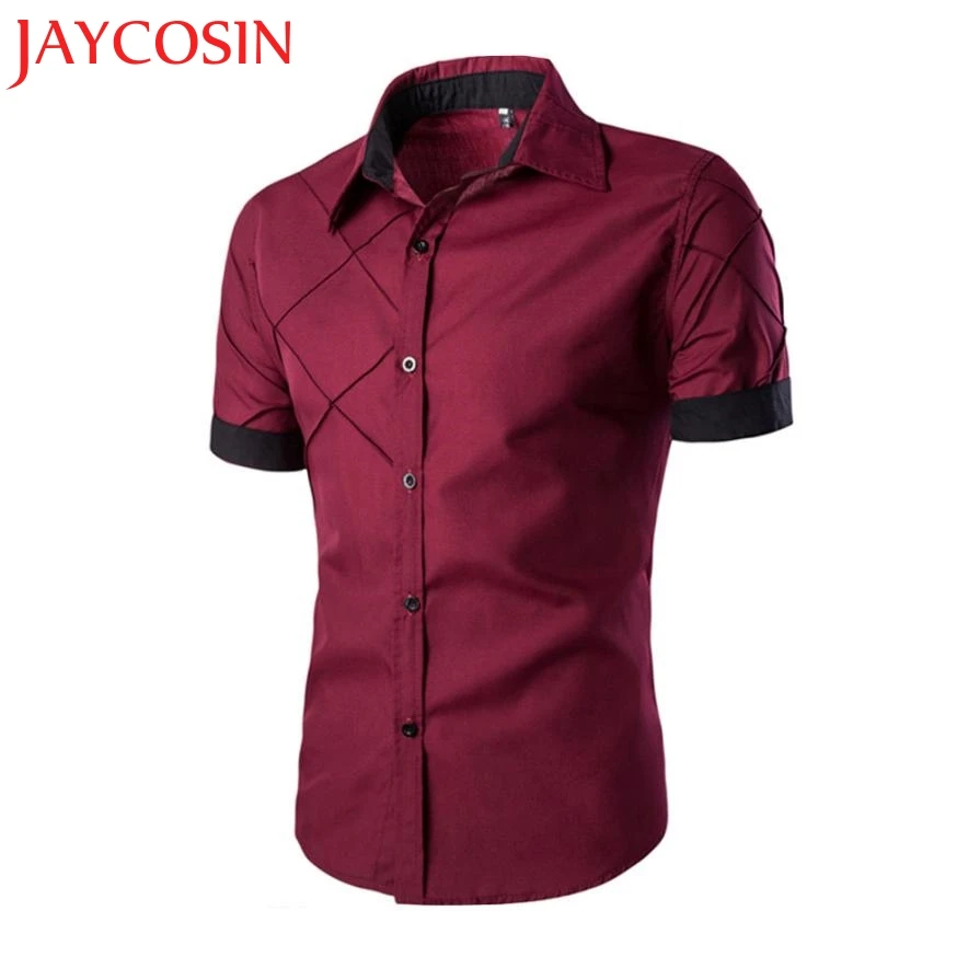 2017 Мужская мода Slim Fit рубашка короткий рукав Рубашки домашние муж. c7601 | одежда