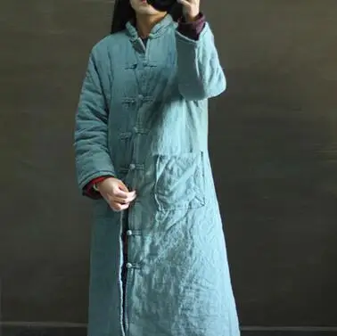 Китайский Стиль зимнее платье из хлопка и льна свободные мягкие халаты, подходит ко всему, утолщенной удлиняется свободные для женщин; Большие размеры Костюмы N324 - Цвет: picture colour