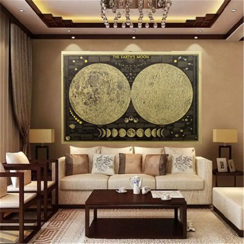 

1pcs Moon Vintage Paper Wall Sticker Decal Wall Poster Globe World Map Wallpaper Unique Home Decoration Hot Sale
