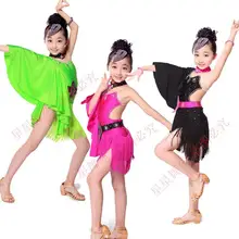 Новинка года; стильные костюмы для латинских танцев для девочек; платье для латинских танцев с одним рукавом из спандекса для девочек; платья для латинских танцев