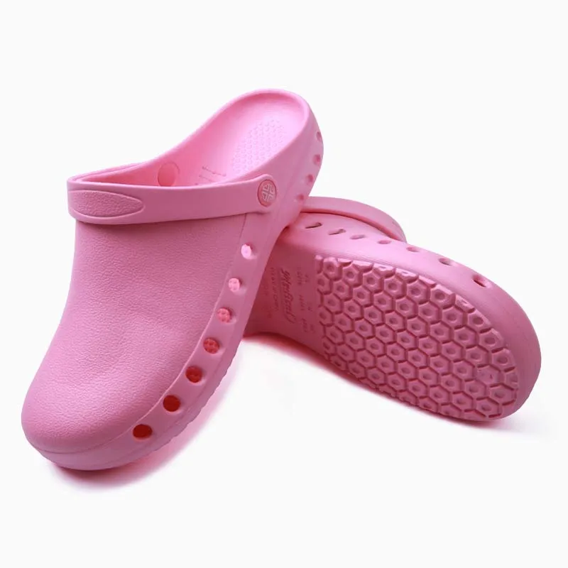 EVA медицинские резиновые шлепанцы для кормящих операционных помещений обувь для уборки тапочки медработника лабораторные Нескользящие сабо для медсестер - Цвет: Розовый