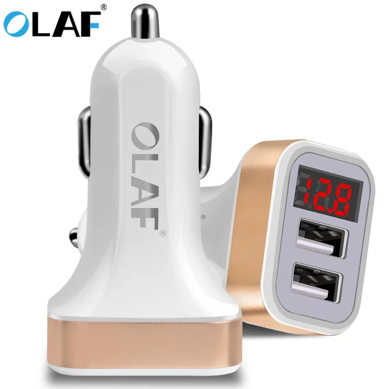 

OLAF Dual USB Car Charger LED Digital Display GPS Auto Fast Charge Adapter USB Chargers For Samsung Xiaomi Tablet Car-Charger