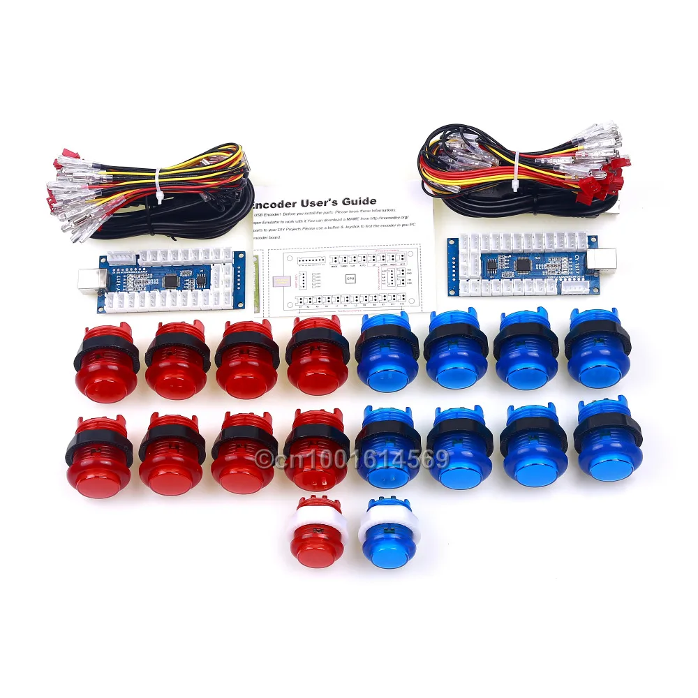 

LED Arcade Game DIY Parts Bundles 4 In 1 USB Encoder Board + LED Arcade Button Wires Harness + USB Port Cable To Android Project